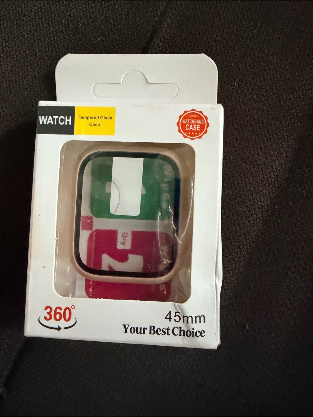 45mm Beige Tempered Glass Apple Watch Case Protector